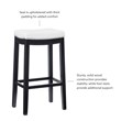 Linon Claridge Backless Bar Stool White Faux Leather Wood Frame in Black Finish