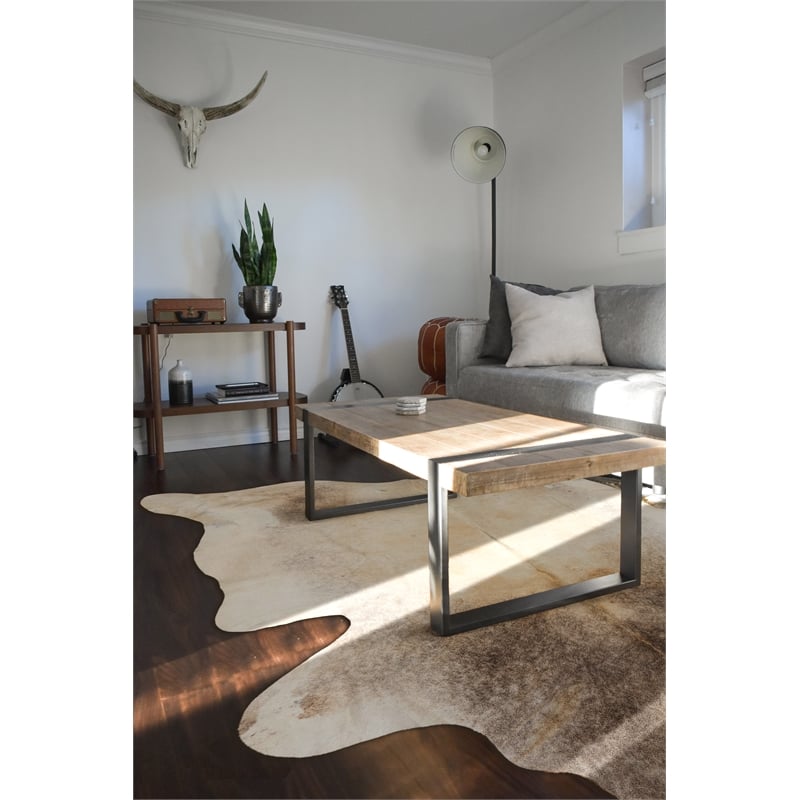 Linon Natural Cowhide Light Brindle Full Skin in Brown