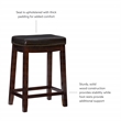 Linon Claridge Backless Counter Stool Faux Leather Nailhead Trim in Brown Wood