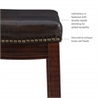 Linon Claridge Backless Counter Stool Faux Leather Nailhead Trim in Brown Wood