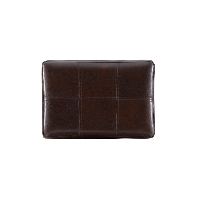 Linon Claridge Backless Counter Stool Faux Leather Nailhead Trim in Brown Wood