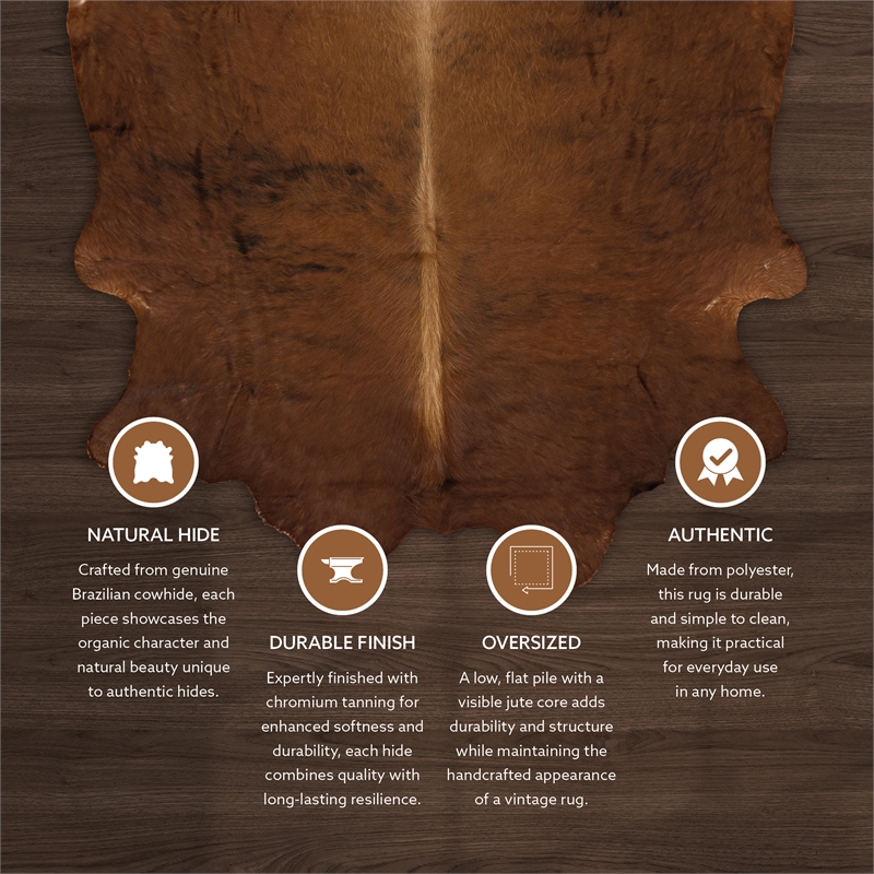Linon Natural Cowhide Medium Brindle Full Skin in Brown