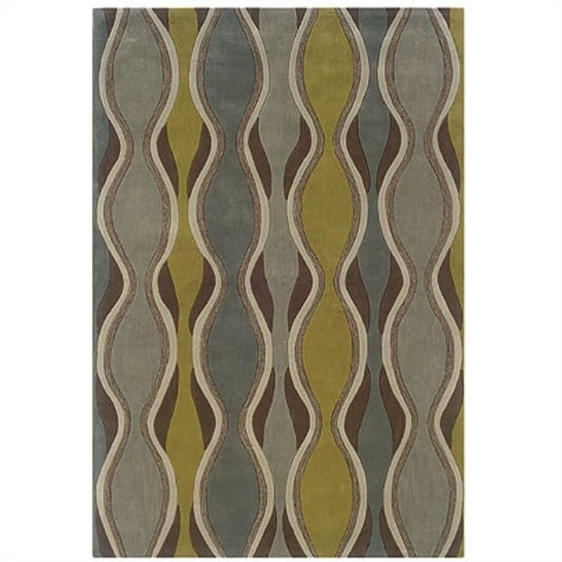 Linon Trio Rectangular Rug in Chocolate and Spa Blue   RUG TAB009XX