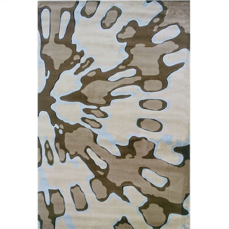 Linon Rugs Milan Rectangular Area Rug in Ivory and Brown RUGMN07XX