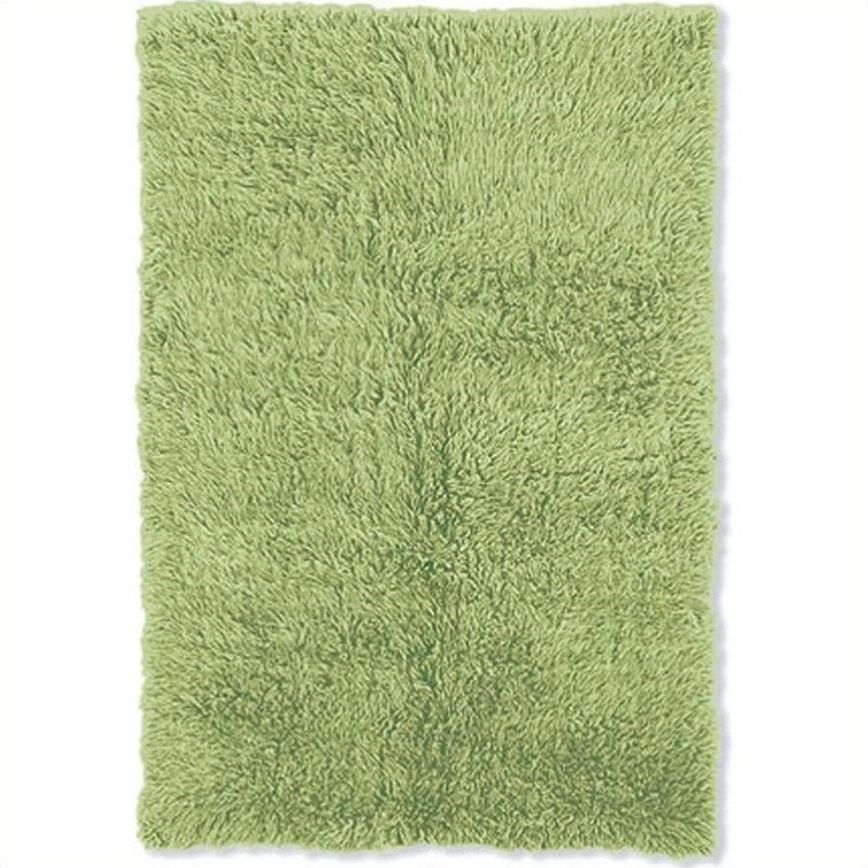 Linon Flokati Rectangular Rug in Lime Green FLKNFVGXX