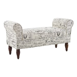 Linon Lillian Wood Upholstered Bench in Beige