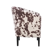 Linon Simon Wood Upholstered Cowprint Barrel Chair in Brown