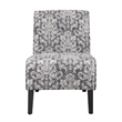 Linon Coco Damask Upholstered Tufted Accent Chair in Gray Patterned Fabric