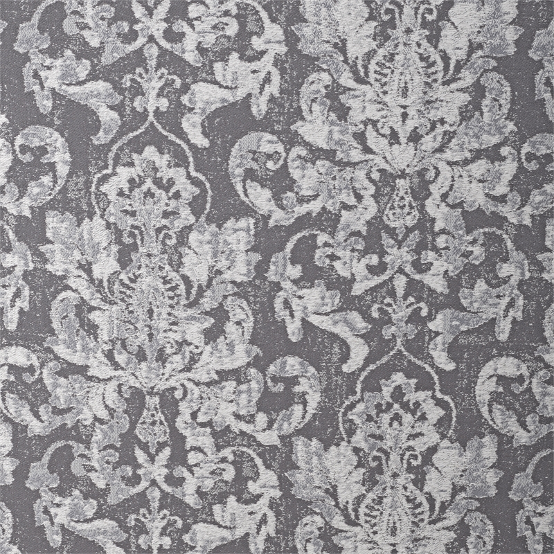 Linon Coco Damask Upholstered Tufted Accent Chair in Gray Patterned Fabric