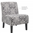 Linon Coco Damask Upholstered Tufted Accent Chair in Gray Patterned Fabric