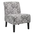 Linon Coco Damask Upholstered Tufted Accent Chair in Gray Patterned Fabric