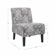Linon Coco Damask Upholstered Tufted Accent Chair in Gray Patterned Fabric
