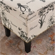 Linon Stephanie Botanical Wood Upholstered Storage Ottoman in Beige
