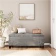 Linon Carmen Upholstered Tufted Shoe Storage Ottoman in Gray Microfiber