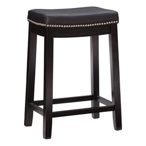 linon claridge faux leather bar stool in black