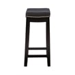 Linon Claridge Backless Counter Stool Nailhead Trim Faux Leather in Black Wood