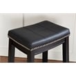 Linon Claridge Backless Counter Stool Nailhead Trim Faux Leather in Black Wood