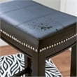 Linon Claridge Backless Counter Stool Nailhead Trim Faux Leather in Black Wood