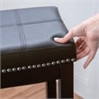 Linon Claridge Backless Counter Stool Nailhead Trim Faux Leather in Black Wood