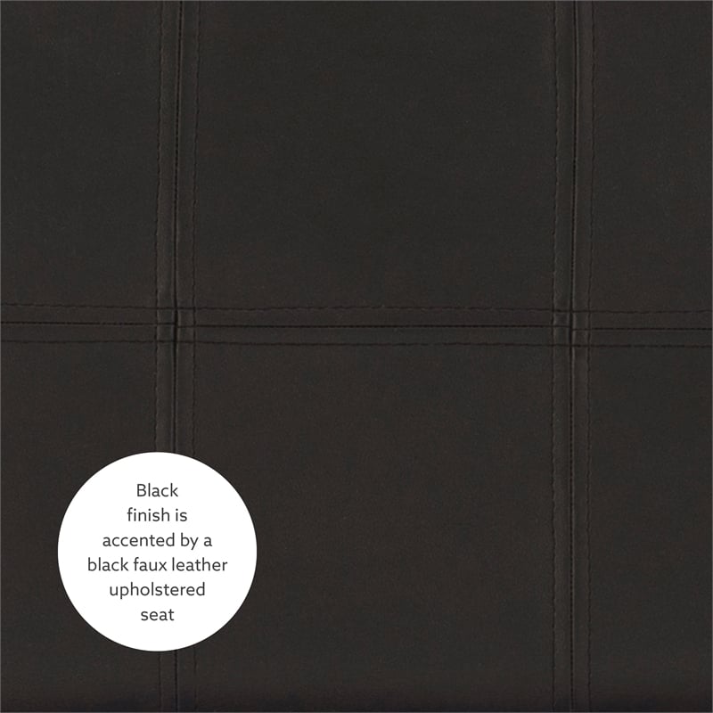 Linon Claridge Backless Counter Stool Nailhead Trim Faux Leather in Black Wood