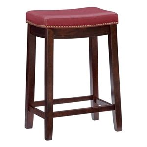 linon claridge faux leather bar stool in red