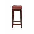 Linon Claridge Backless Counter Stool Red Faux Leather Wood Frame in Dark Brown