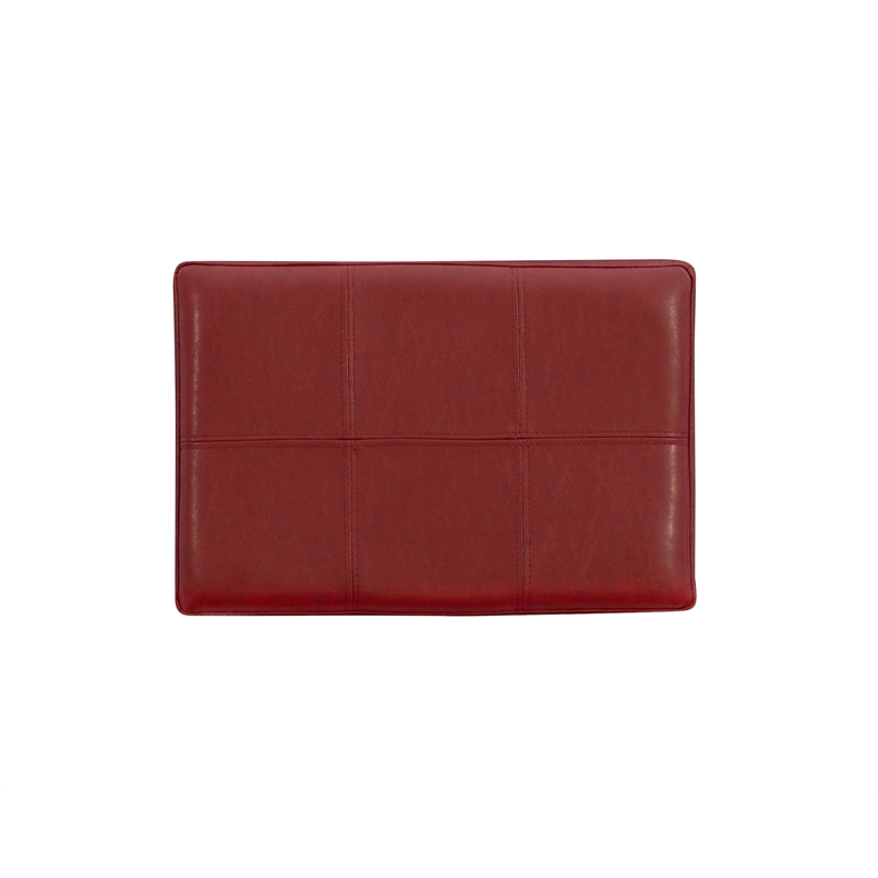 Linon Claridge Backless Counter Stool Red Faux Leather Wood Frame in Dark Brown