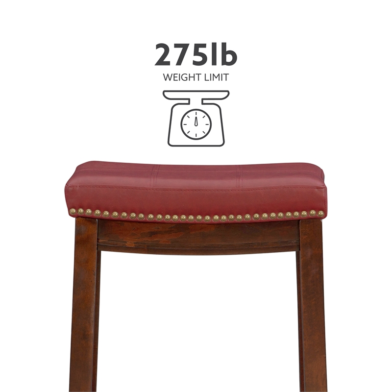 Linon Claridge 26" Wood Counter Stool in Red