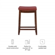 Linon Claridge Backless Counter Stool Red Faux Leather Wood Frame in Dark Brown