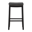 Linon Claridge Backless Bar Stool Black Faux Leather Wood Frame in Black Finish