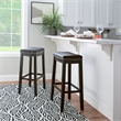 Linon Claridge Backless Bar Stool Black Faux Leather Wood Frame in Black Finish