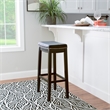 Linon Claridge Backless Bar Stool Black Faux Leather Wood Frame in Black Finish