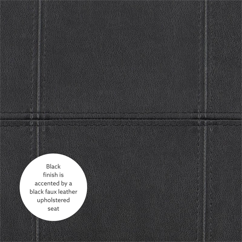 Linon Claridge Backless Bar Stool Black Faux Leather Wood Frame in Black Finish