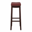 Linon Claridge Backless Bar Stool Red Faux Leather Wood Frame in Dark Brown