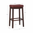 Linon Claridge Backless Bar Stool Red Faux Leather Wood Frame in Dark Brown