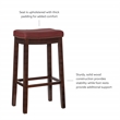 Linon Claridge Backless Bar Stool Red Faux Leather Wood Frame in Dark Brown