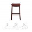 Linon Claridge Backless Bar Stool Red Faux Leather Wood Frame in Dark Brown