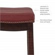 Linon Claridge Backless Bar Stool Red Faux Leather Wood Frame in Dark Brown
