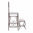 Linon Clarisse Metal & Glass Vanity & Padded Stool Set Arched Mirror in Bronze