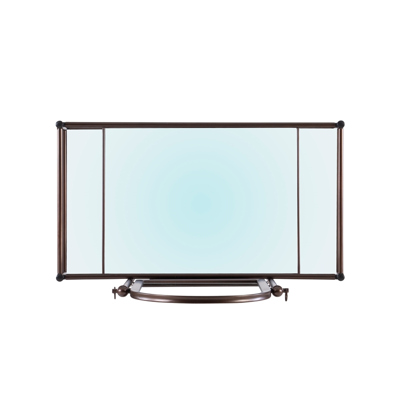 Linon Clarisse Metal & Glass Vanity & Padded Stool Set Arched Mirror in Bronze