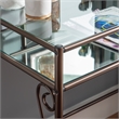 Linon Clarisse Metal & Glass Vanity & Padded Stool Set Arched Mirror in Bronze