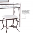 Linon Clarisse Metal & Glass Vanity & Padded Stool Set Arched Mirror in Bronze
