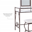 Linon Clarisse Metal & Glass Vanity & Padded Stool Set Arched Mirror in Bronze