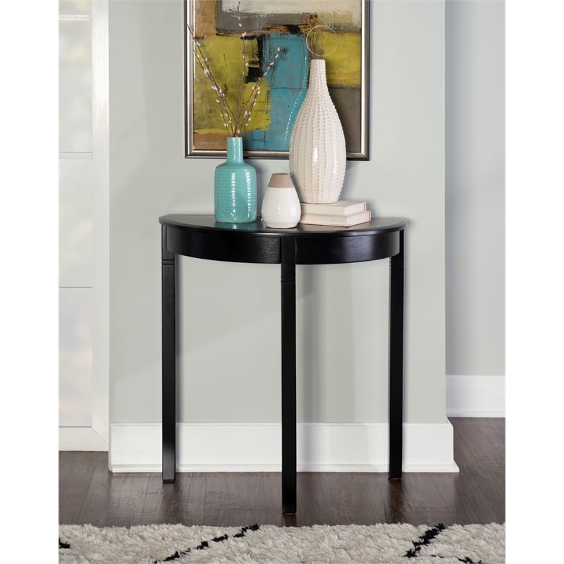 Linon Camden Wood Demi Lune Console Table in Black - 64026BLKCHY01KDU