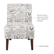 Linon Lily Upholstered Armless Accent Chair in Cream/Black Script Printed Fabric