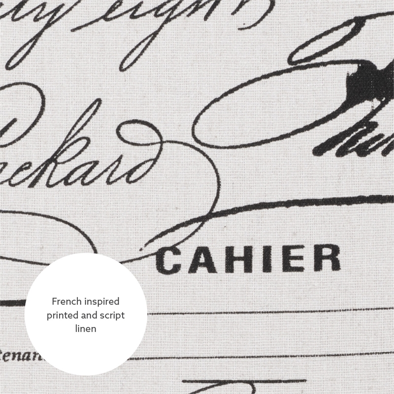 Linon Lily Upholstered Armless Accent Chair in Cream/Black Script Printed Fabric