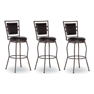 linon townsend metal adjustable stool set of three in dark brown