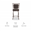 Linon Townsend Metal Adjustable Height Stools Set of 3 in Dk Brown Faux Leather