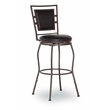 Linon Townsend Metal Adjustable Height Stools Set of 3 in Dk Brown Faux Leather