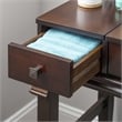 Linon Angela Wood Vanity Set Upholstered Beige Stool 2 Drawers Mirror in Walnut